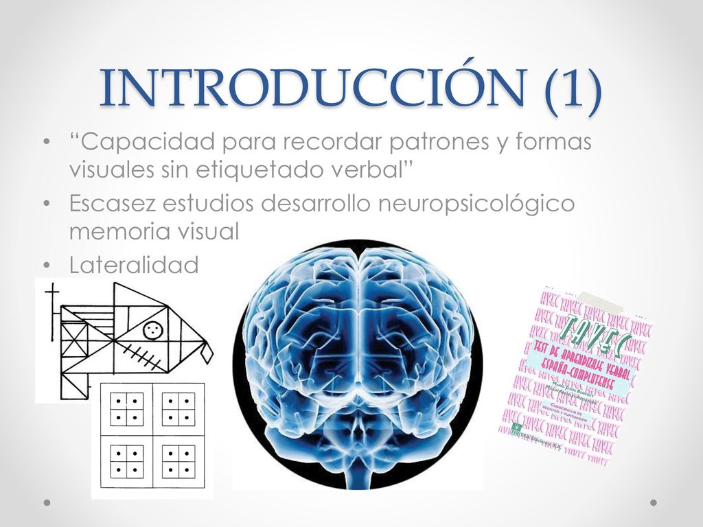 INTRODUCCIÓN (1) Capacidad para recordar patrones y formas visuales sin etiquetado verbal