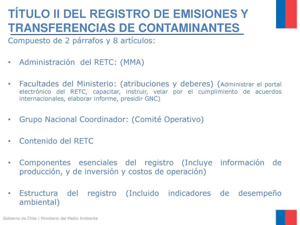 TÍTULO II DEL REGISTRO DE EMISIONES Y TRANSFERENCIAS DE CONTAMINANTES