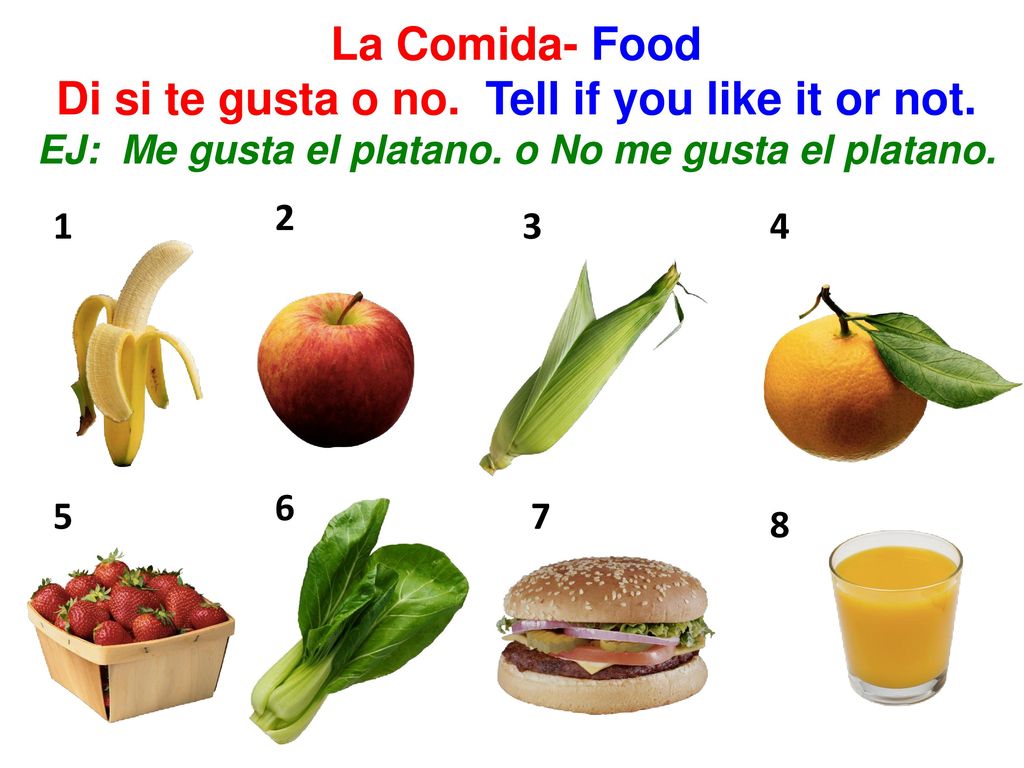 La Comida- Food Di si te gusta o no. Tell if you like it or not