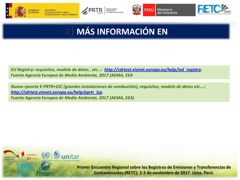 MÁS INFORMACIÓN EN EU Registry: requisitos, modelo de datos , etc…: