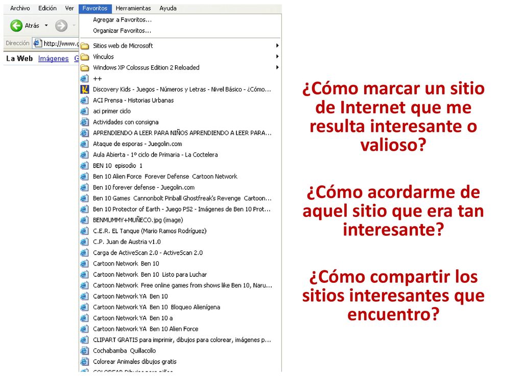 ¿Cómo marcar un sitio de Internet que me resulta interesante o valioso
