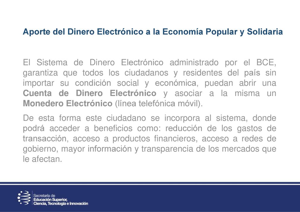 Aporte del Dinero Electrónico a la Economía Popular y Solidaria