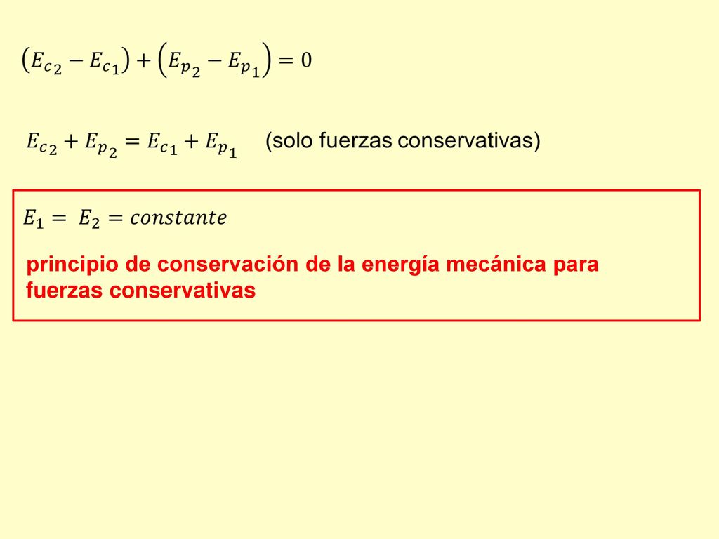 principio de conservación de la energía mecánica para fuerzas conservativas