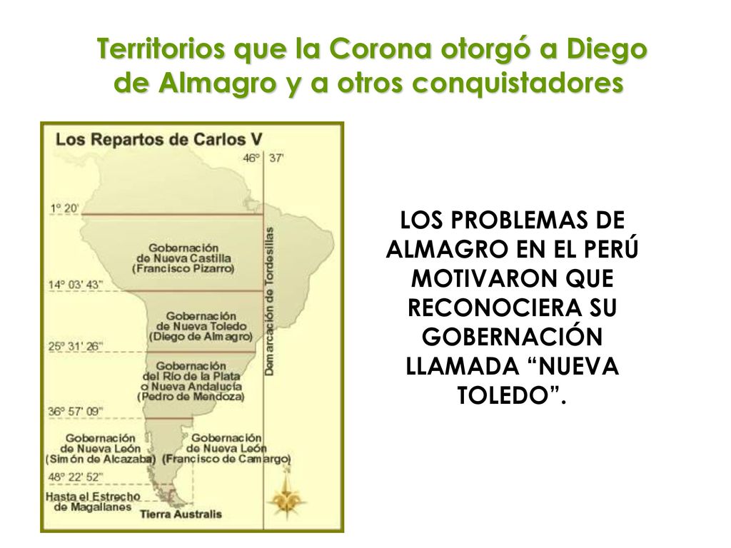 Territorios que la Corona otorgó a Diego de Almagro y a otros conquistadores
