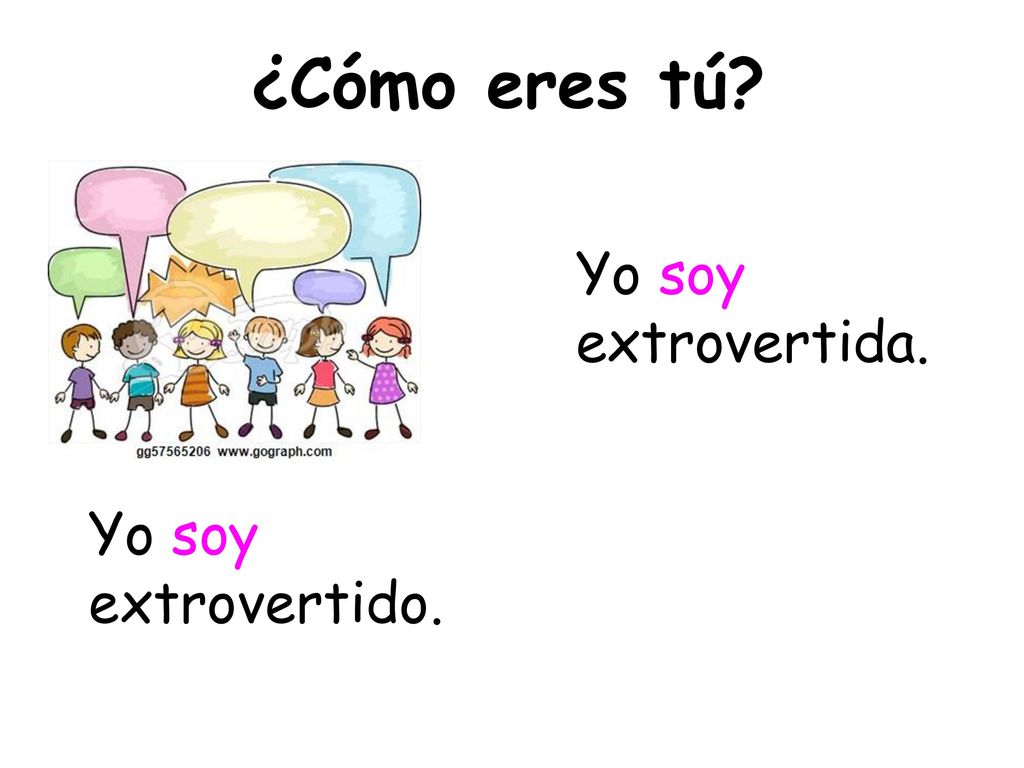 ¿Cómo eres tú Yo soy extrovertida. Yo soy extrovertido. *
