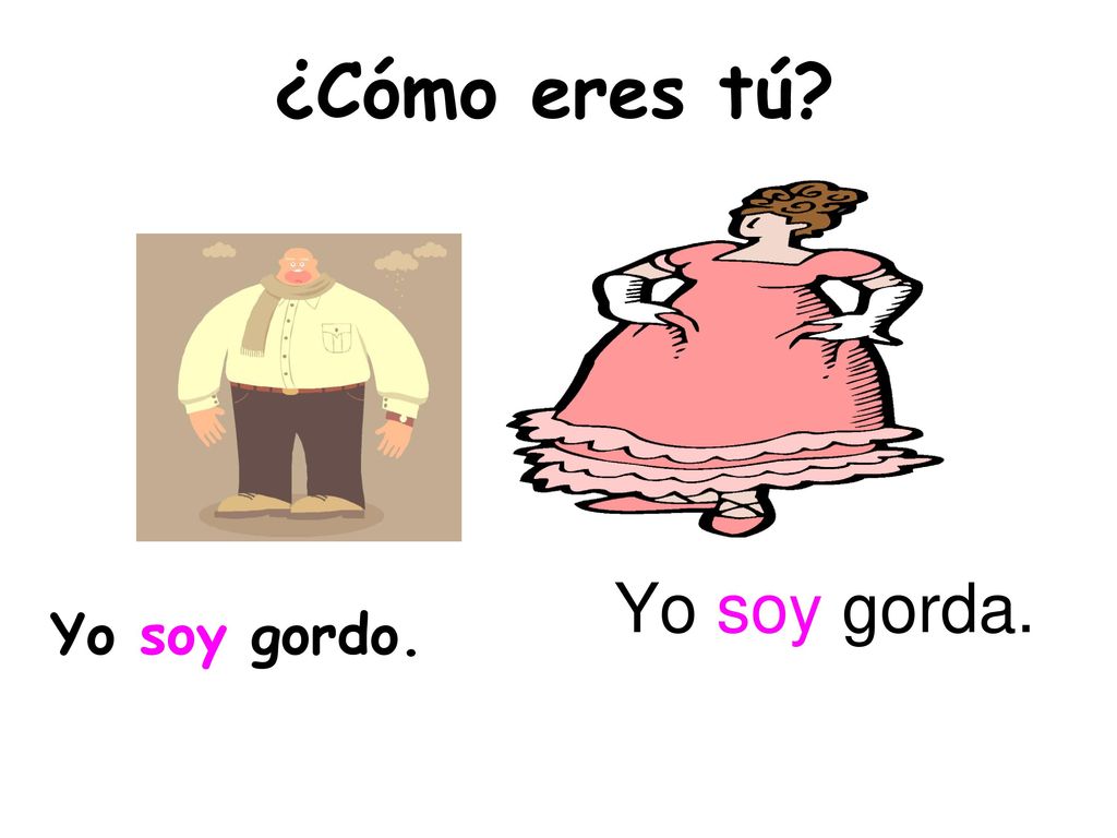 ¿Cómo eres tú Yo soy gorda. Yo soy gordo. *