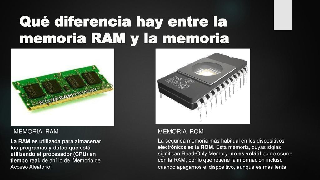 Qué diferencia hay entre la memoria RAM y la memoria ROM