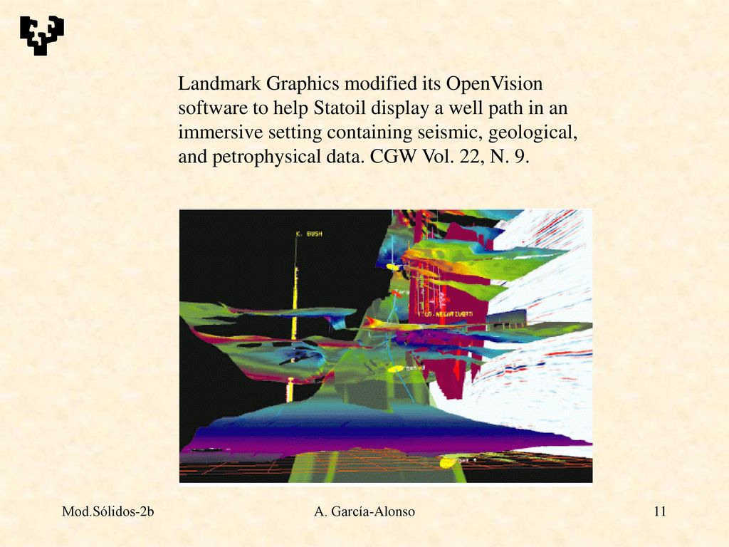 Landmark Graphics modified its OpenVision software to help Statoil display a well path in an immersive setting containing seismic, geological, and petrophysical data. CGW Vol. 22, N. 9.