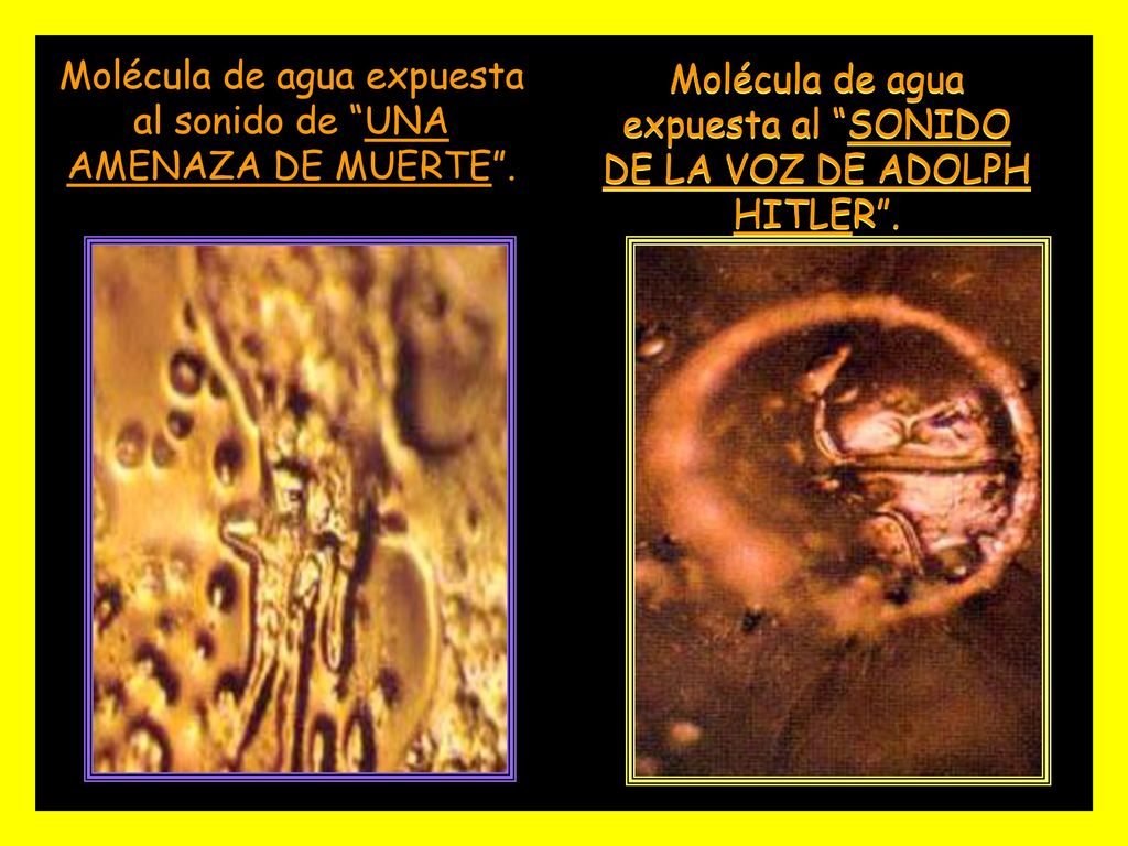 Molécula de agua expuesta al sonido de UNA AMENAZA DE MUERTE .