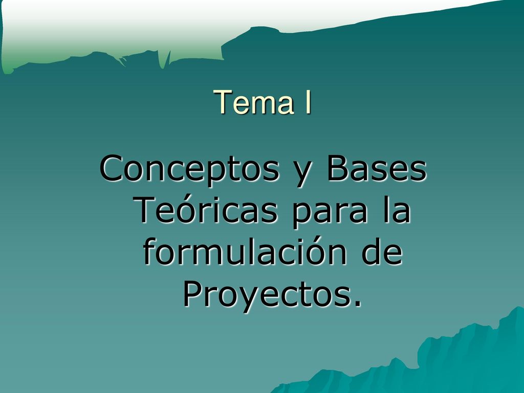 Conceptos y Bases Teóricas para la formulación de Proyectos.