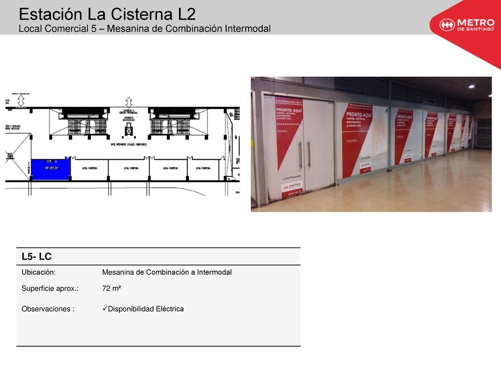 Estación La Cisterna L2 Local Comercial 5 – Mesanina de Combinación Intermodal