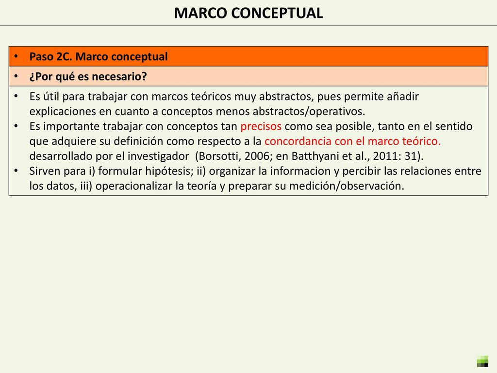 MARCO CONCEPTUAL Paso 2C. Marco conceptual ¿Por qué es necesario