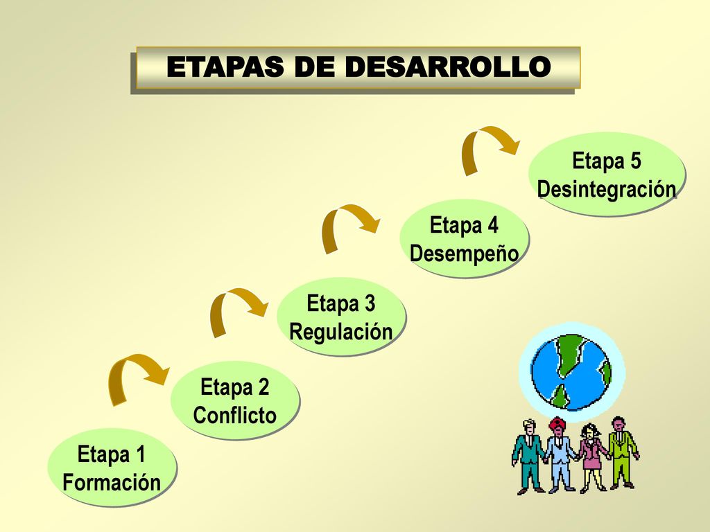 ETAPAS DE DESARROLLO Etapa 5 Desintegración Etapa 4 Desempeño Etapa 3
