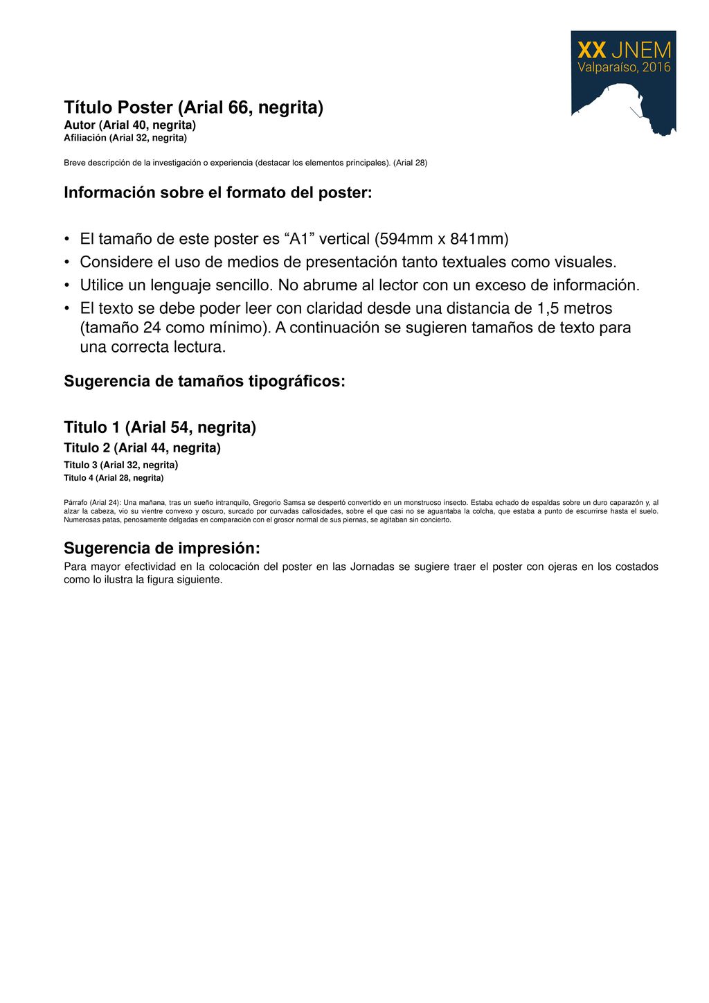 Título Poster (Arial 66, negrita) Autor (Arial 40, negrita) Afiliación (Arial 32, negrita) Breve descripción de la investigación o experiencia (destacar los elementos principales). (Arial 28)