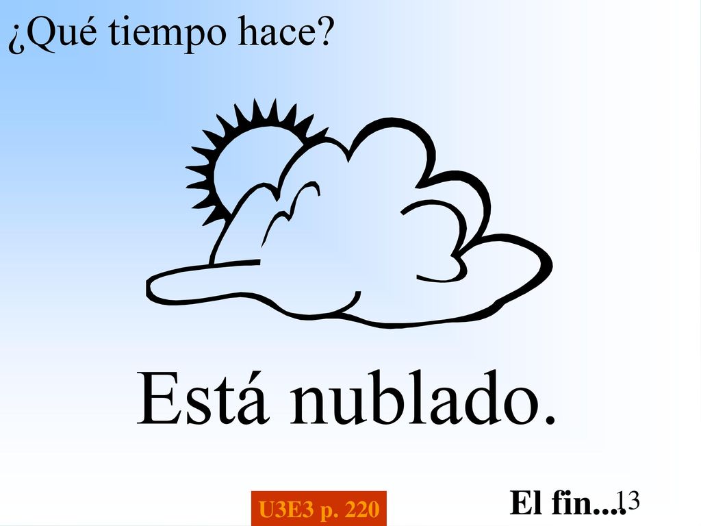 ¿Qué tiempo hace Está nublado. El fin.... U3E3 p. 220