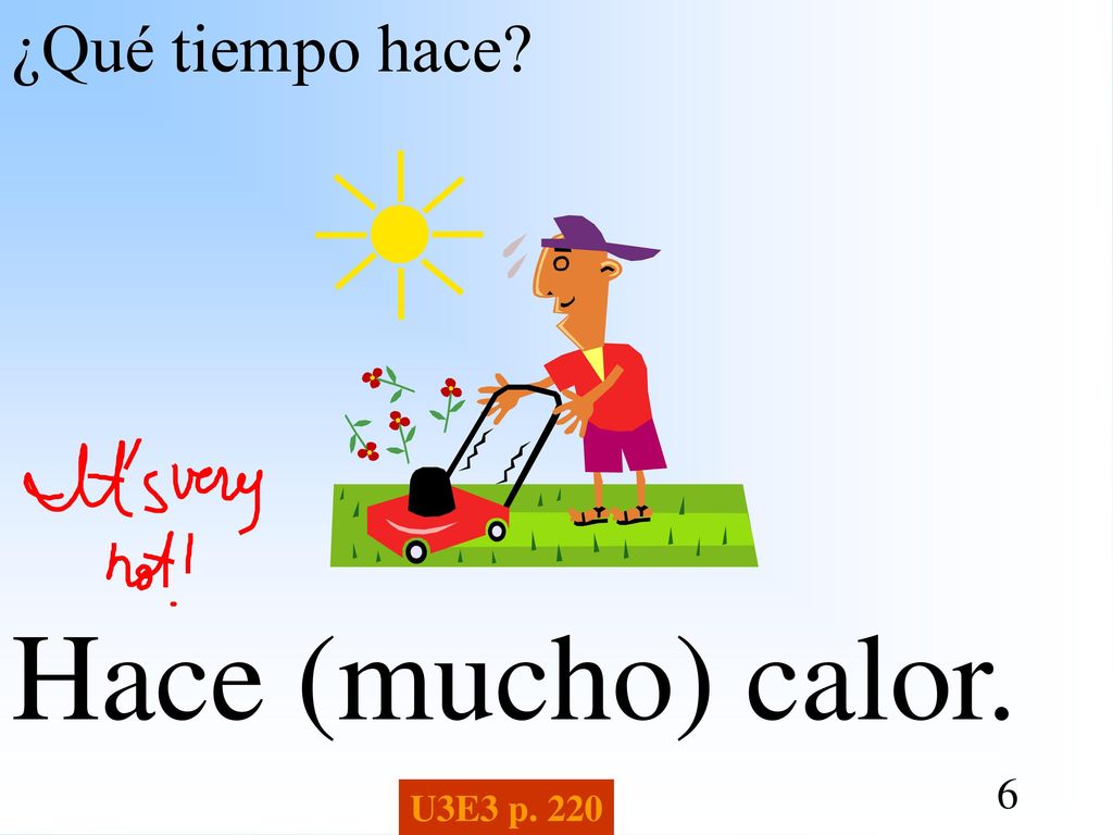 ¿Qué tiempo hace Hace (mucho) calor. U3E3 p. 220
