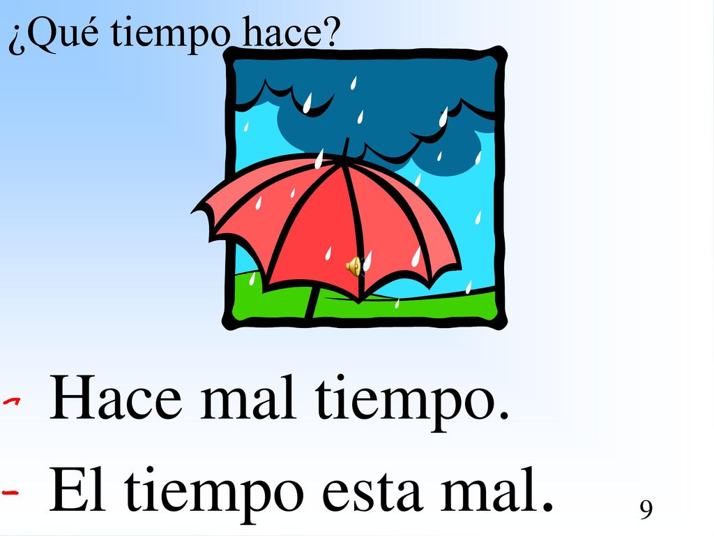 ¿Qué tiempo hace Hace mal tiempo. El tiempo esta mal.
