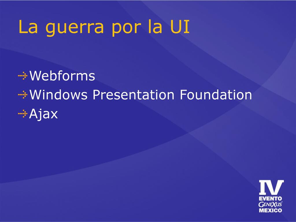 La guerra por la UI Webforms Windows Presentation Foundation Ajax