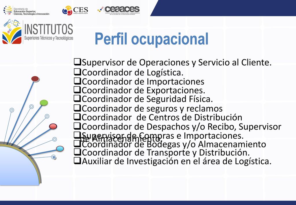 Perfil ocupacional Supervisor de Operaciones y Servicio al Cliente.