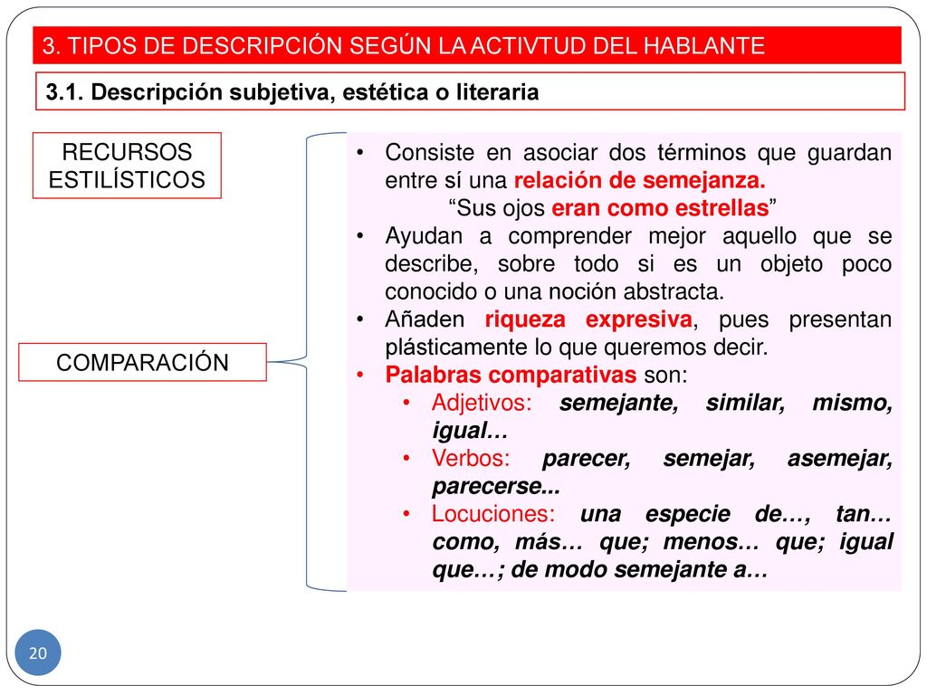 3. TIPOS DE DESCRIPCIÓN SEGÚN LA ACTIVTUD DEL HABLANTE