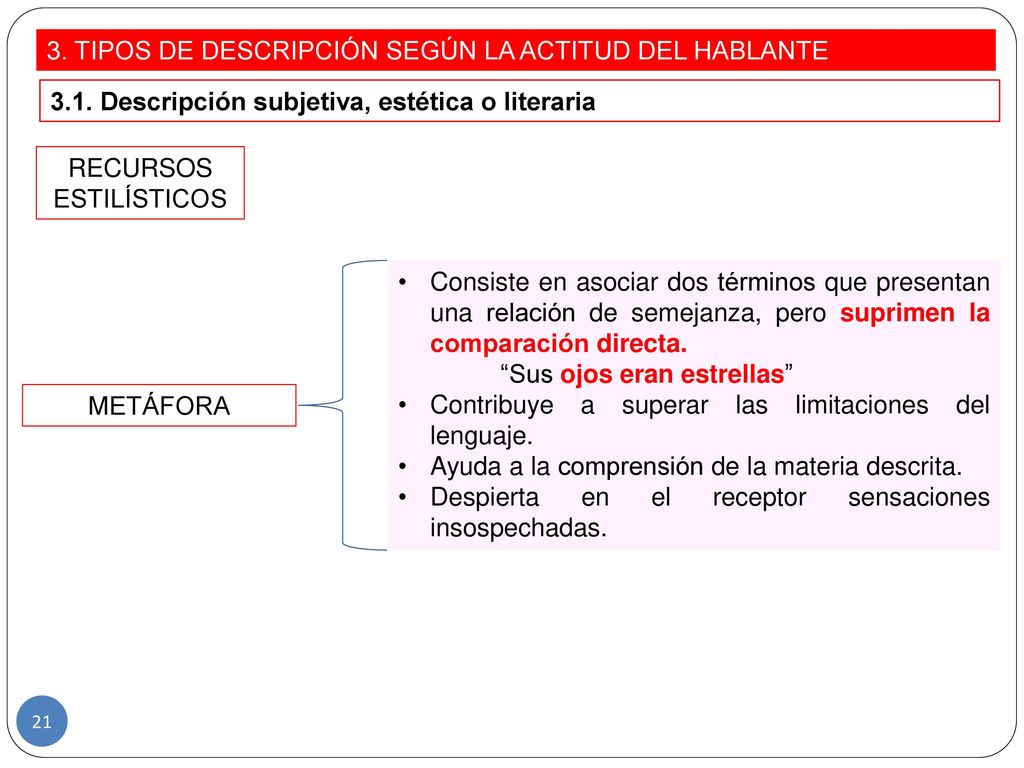 3. TIPOS DE DESCRIPCIÓN SEGÚN LA ACTITUD DEL HABLANTE