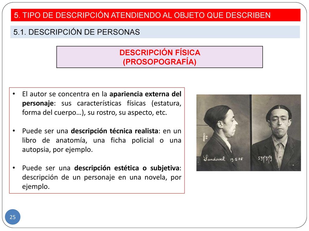 5. TIPO DE DESCRIPCIÓN ATENDIENDO AL OBJETO QUE DESCRIBEN