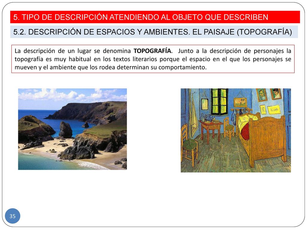 5. TIPO DE DESCRIPCIÓN ATENDIENDO AL OBJETO QUE DESCRIBEN