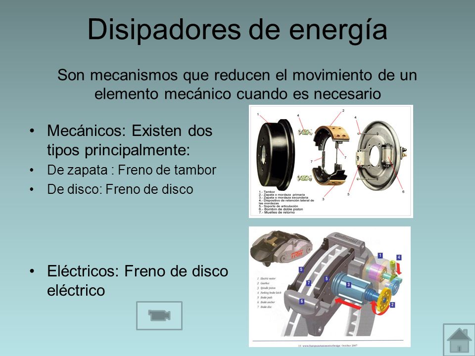 Disipadores de energía Son mecanismos que reducen el movimiento de un elemento mecánico cuando es necesario