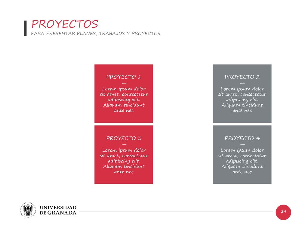 PROYECTOS PROYECTO 1 — PROYECTO 2 — PROYECTO 3 — PROYECTO 4 —