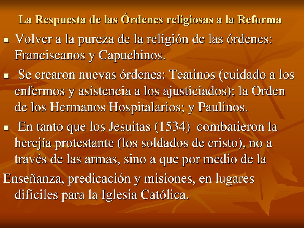 La Respuesta de las Órdenes religiosas a la Reforma