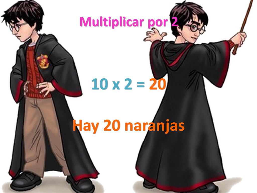 Multiplicar por 2 10 x 2 = 20 Hay 20 naranjas