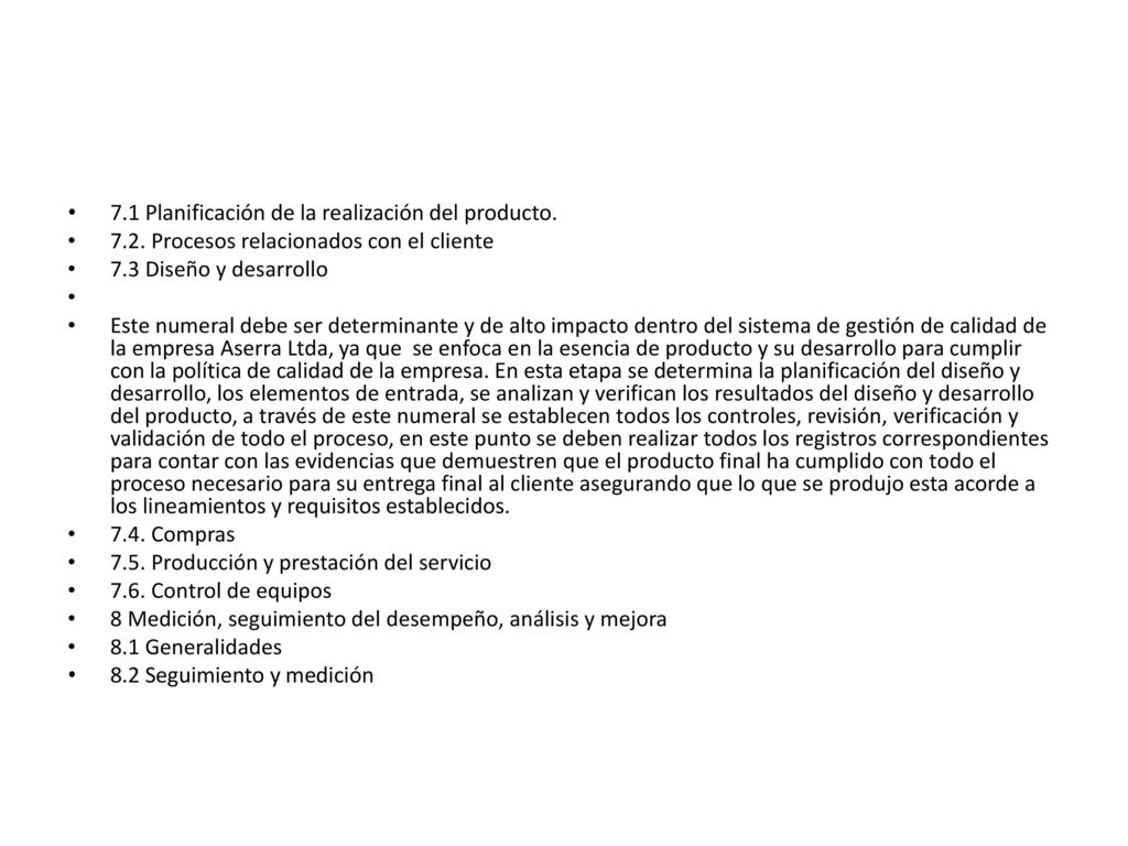 7.1 Planificación de la realización del producto.