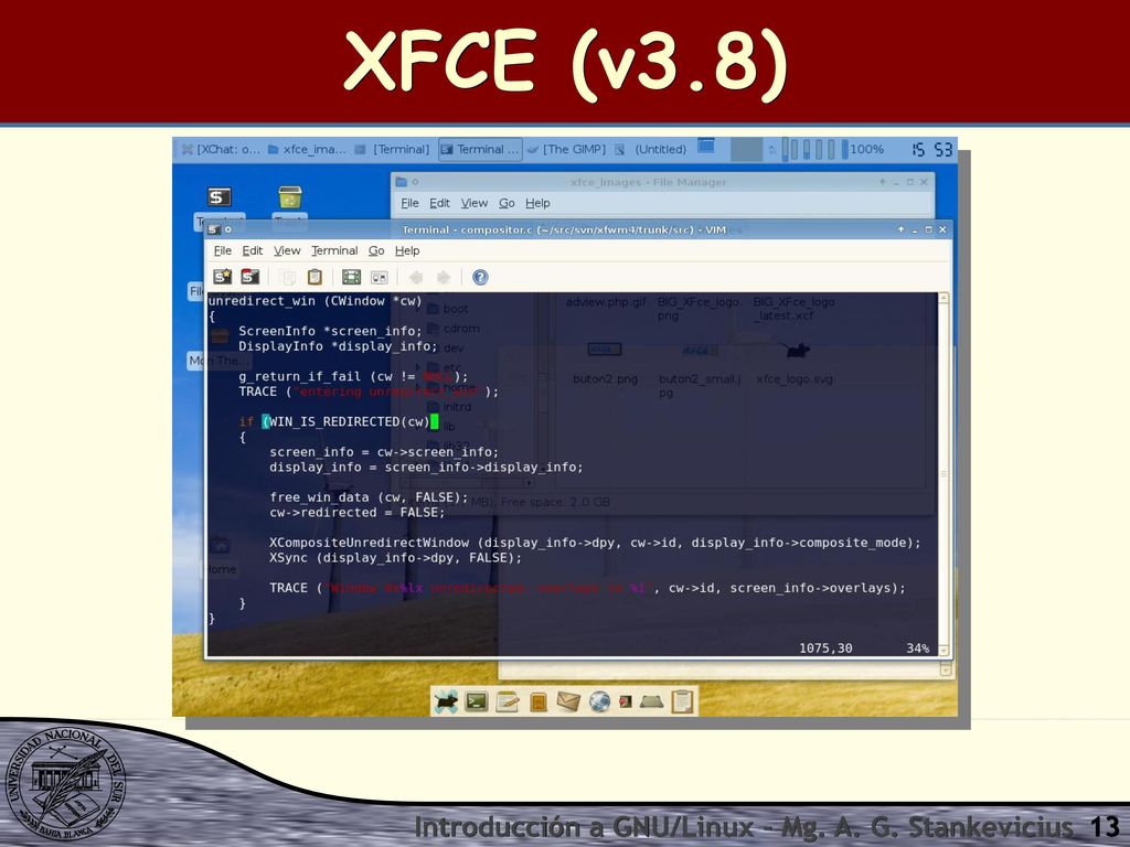XFCE (v3.8) Introducción a GNU/Linux - Mg. A. G. Stankevicius