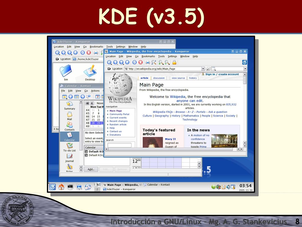 KDE (v3.5) Introducción a GNU/Linux - Mg. A. G. Stankevicius