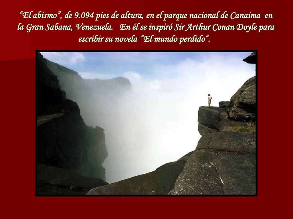 El abismo , de pies de altura, en el parque nacional de Canaima en la Gran Sabana, Venezuela.