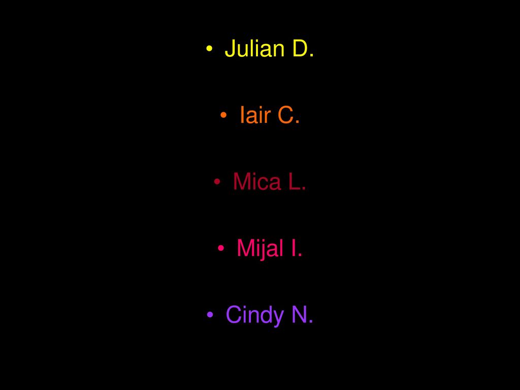 Julian D. Iair C. Mica L. Mijal I. Cindy N.