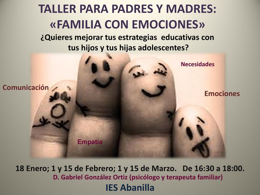 18 Enero; 1 y 15 de Febrero; 1 y 15 de Marzo. De 16:30 a 18:00.