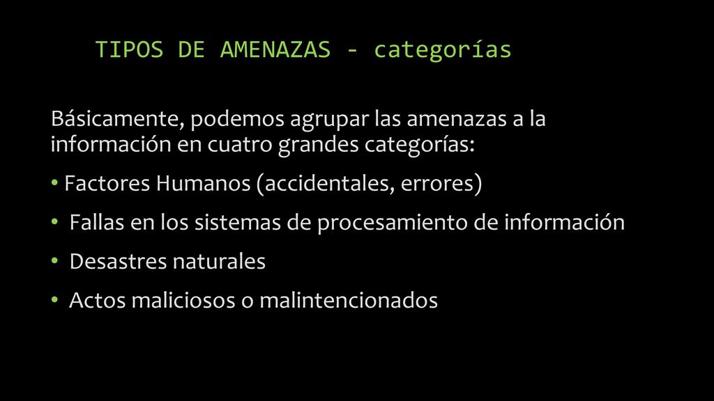 TIPOS DE AMENAZAS - categorías