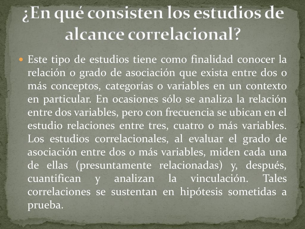 ¿En qué consisten los estudios de alcance correlacional