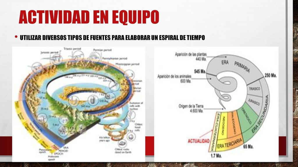 Actividad en equipo Utilizar diversos tipos de fuentes para elaborar un espiral de tiempo