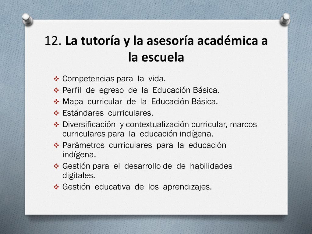 12. La tutoría y la asesoría académica a la escuela