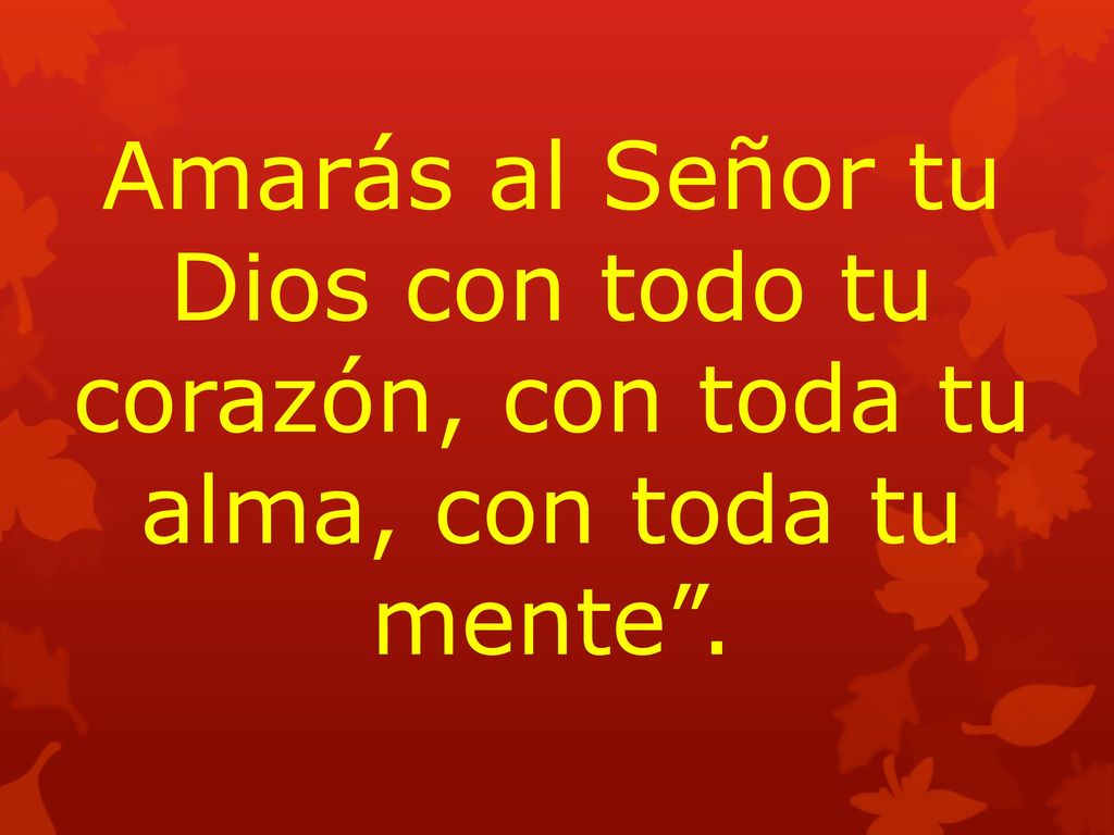 Amarás al Señor tu Dios con todo tu corazón, con toda tu alma, con toda tu mente .