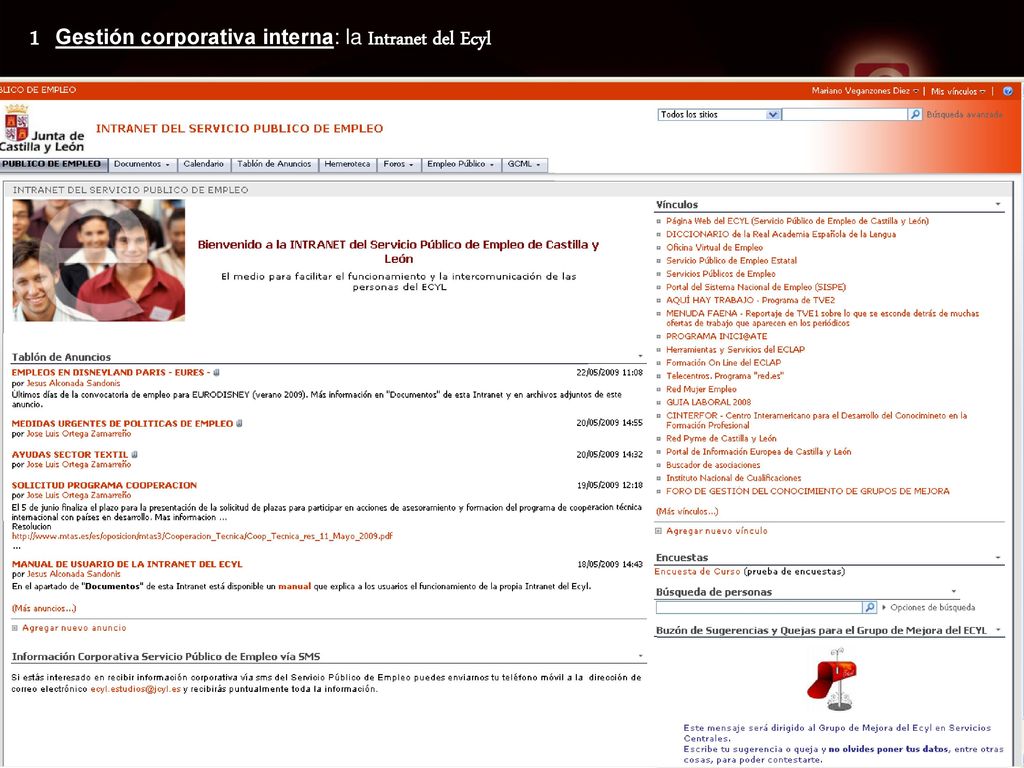 1 Gestión corporativa interna: la Intranet del Ecyl