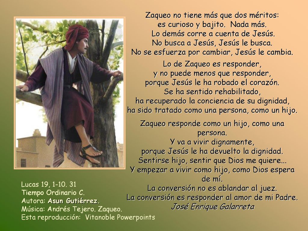 Zaqueo no tiene más que dos méritos: es curioso y bajito. Nada más.