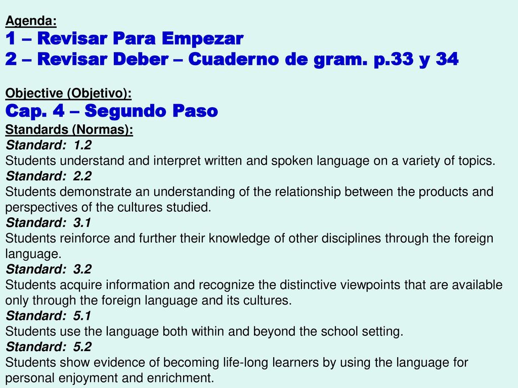 2 – Revisar Deber – Cuaderno de gram. p.33 y 34