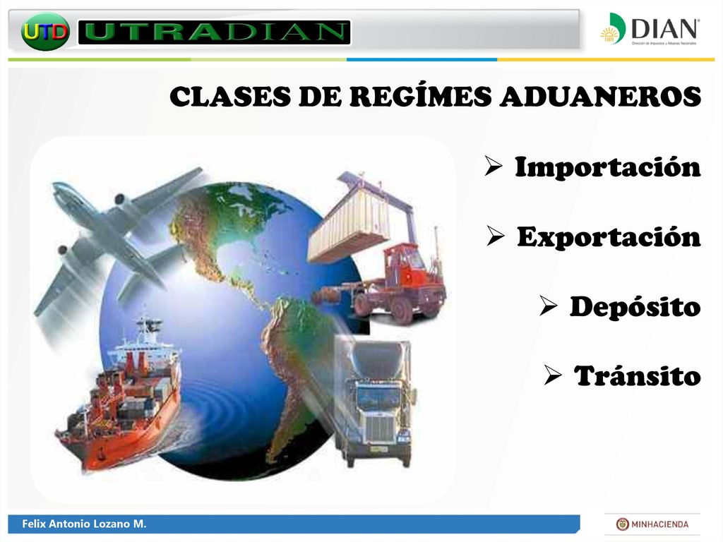 CLASES DE REGÍMES ADUANEROS Importación Exportación Depósito Tránsito