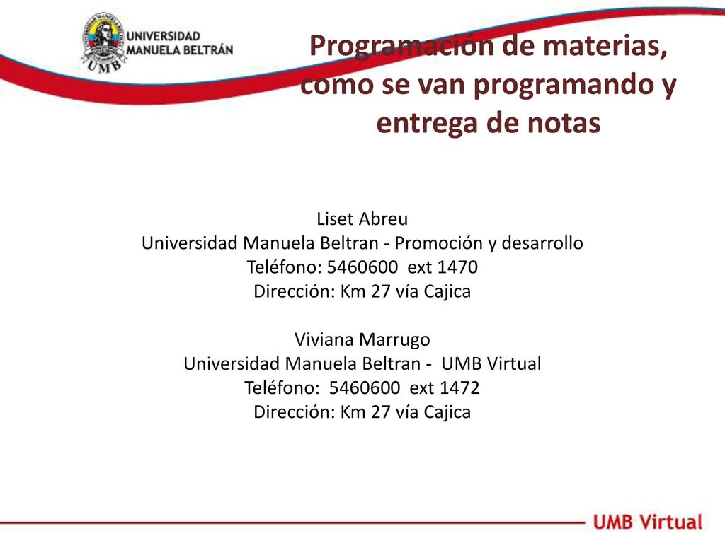 Programación de materias, como se van programando y entrega de notas