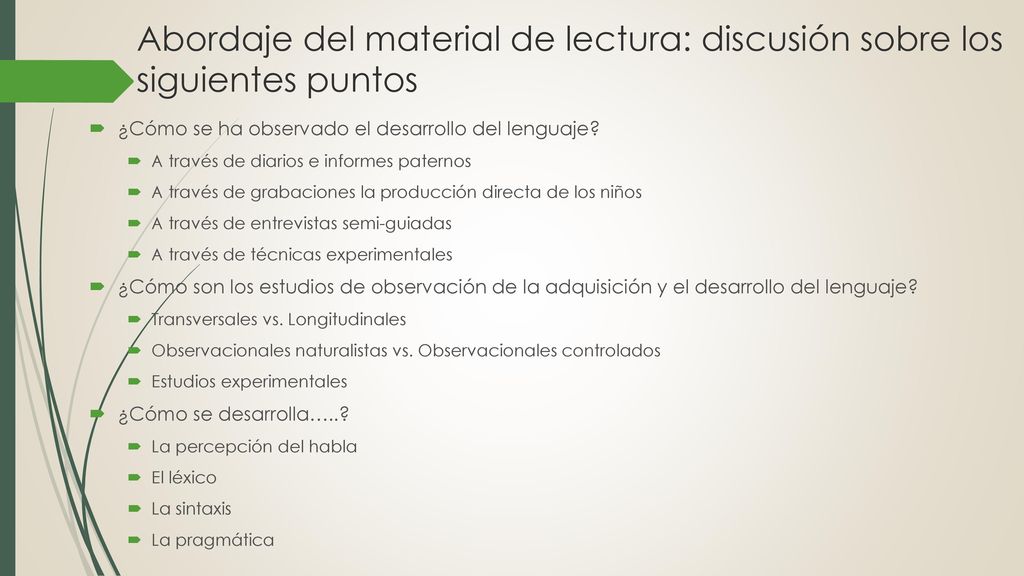Abordaje del material de lectura: discusión sobre los siguientes puntos