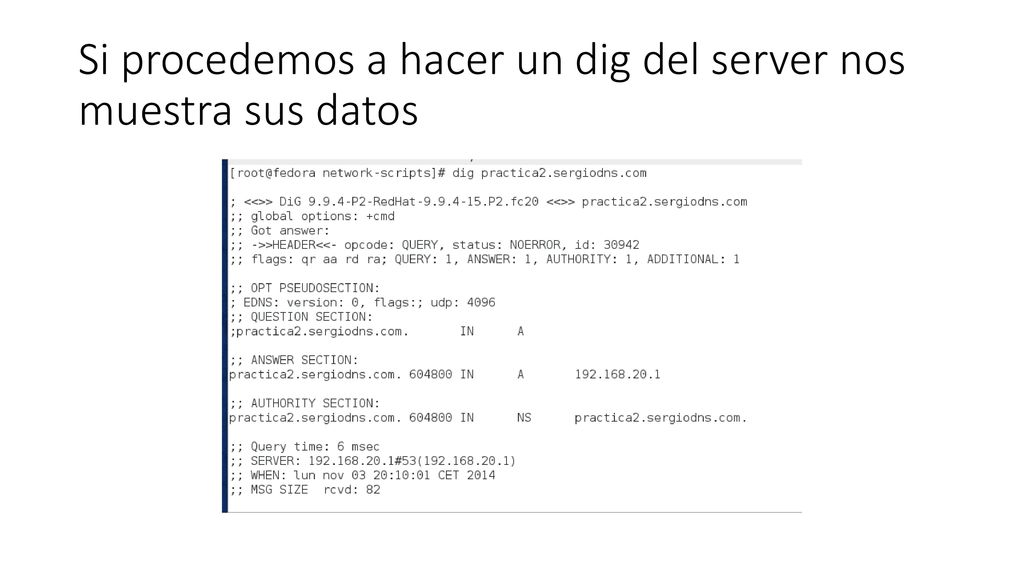 Si procedemos a hacer un dig del server nos muestra sus datos