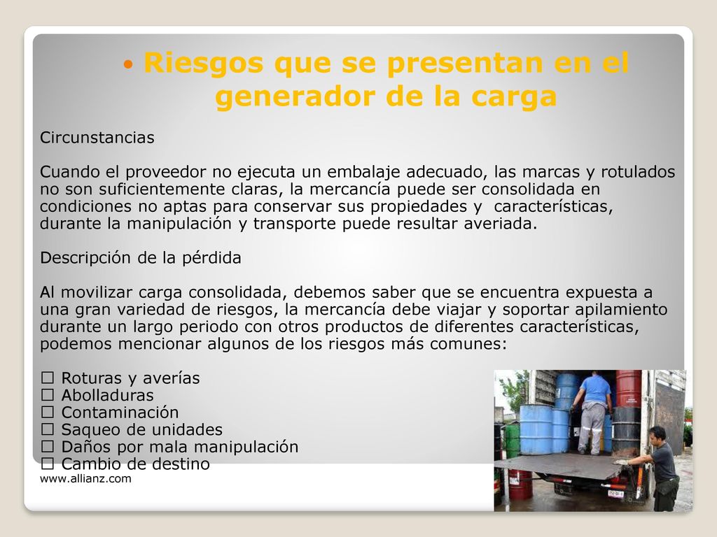 Riesgos que se presentan en el generador de la carga